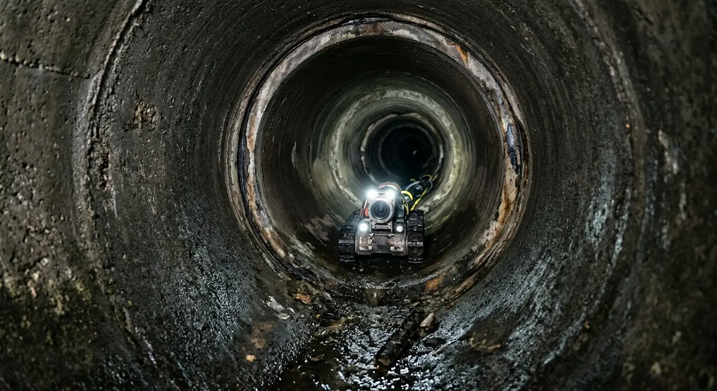 Robotic sewer camera inspecting pipe interior for Sewer Line Repair in Frederick